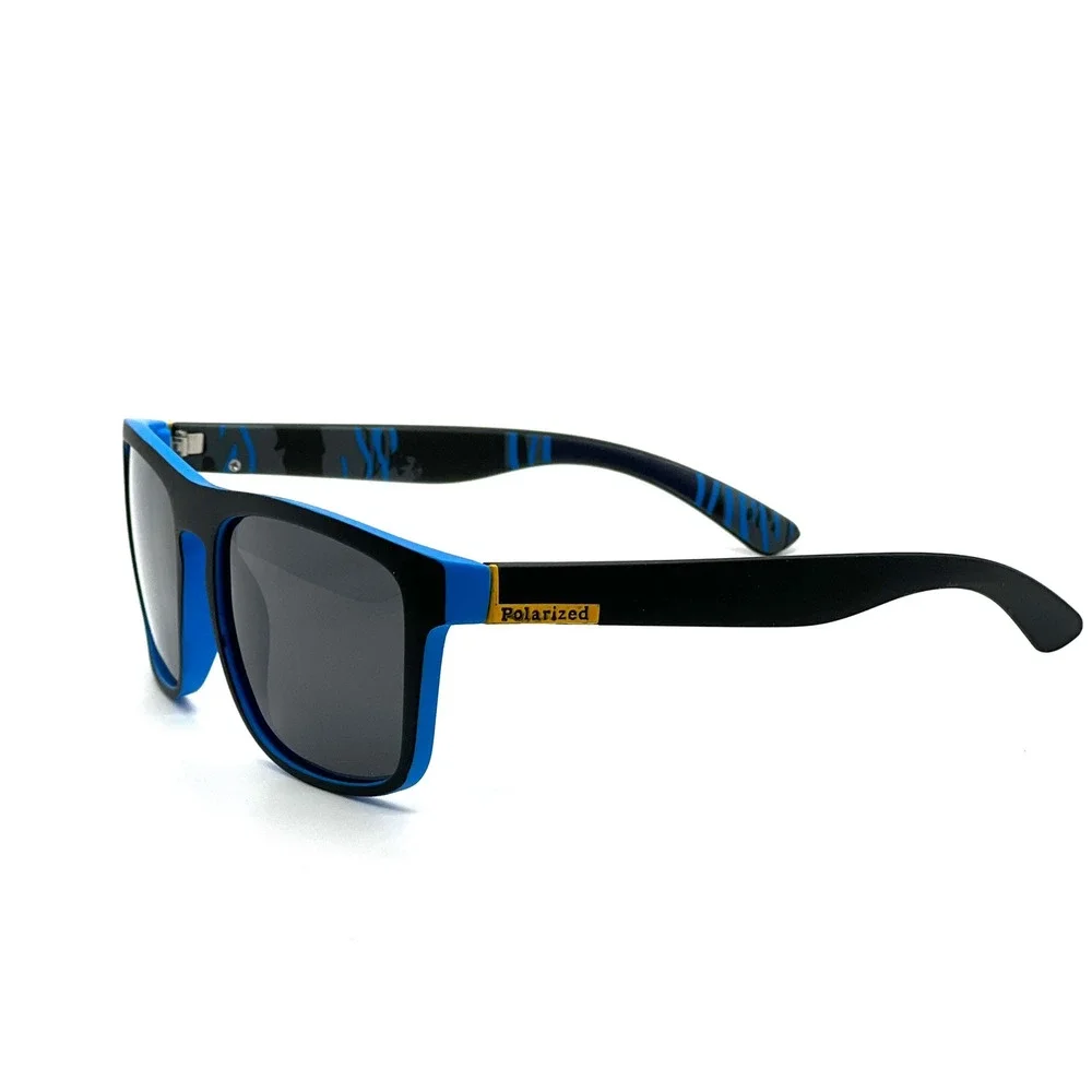 Men Black Blue Sport Wrap Frame UV Protection Eyewear Polarized Sunglasses Gafas